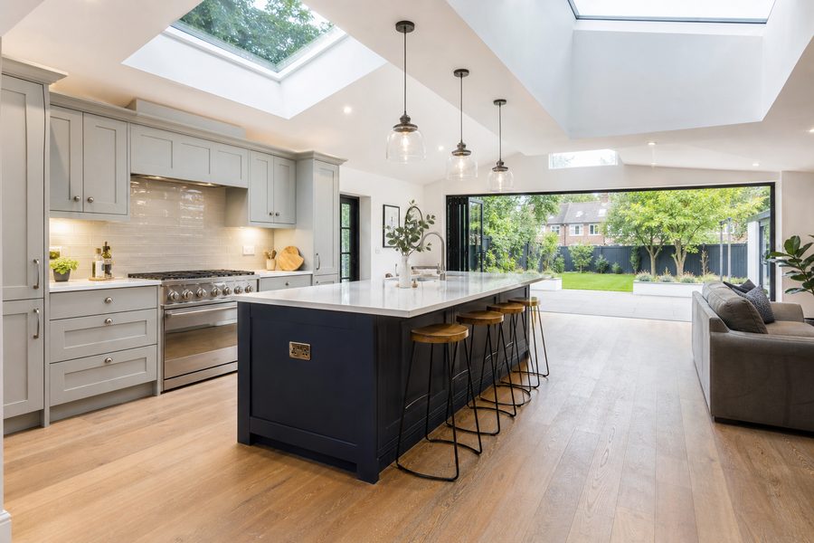 A finished modern kitchen extension